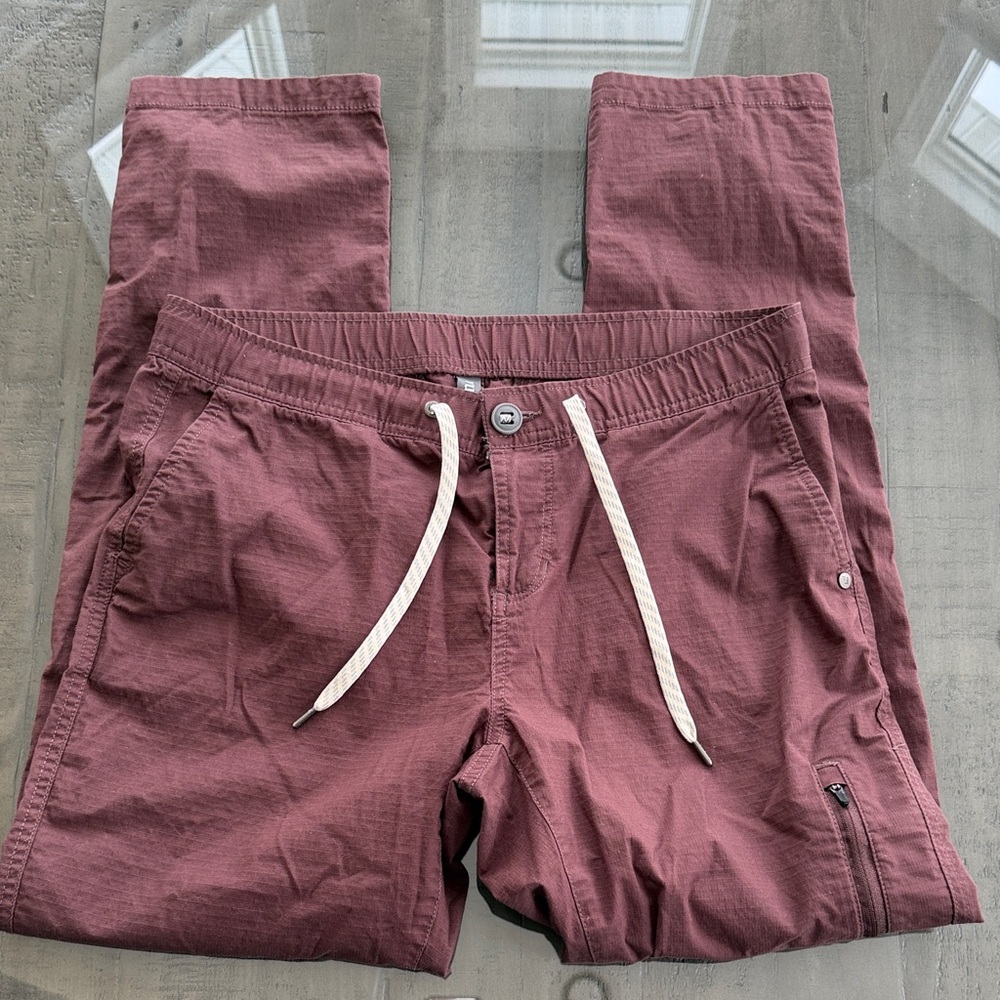 Vuori Women’s Rip Stop Pants in Burgundy. Size M. Organic Cotton. Drawstring - Picture 5 of 6